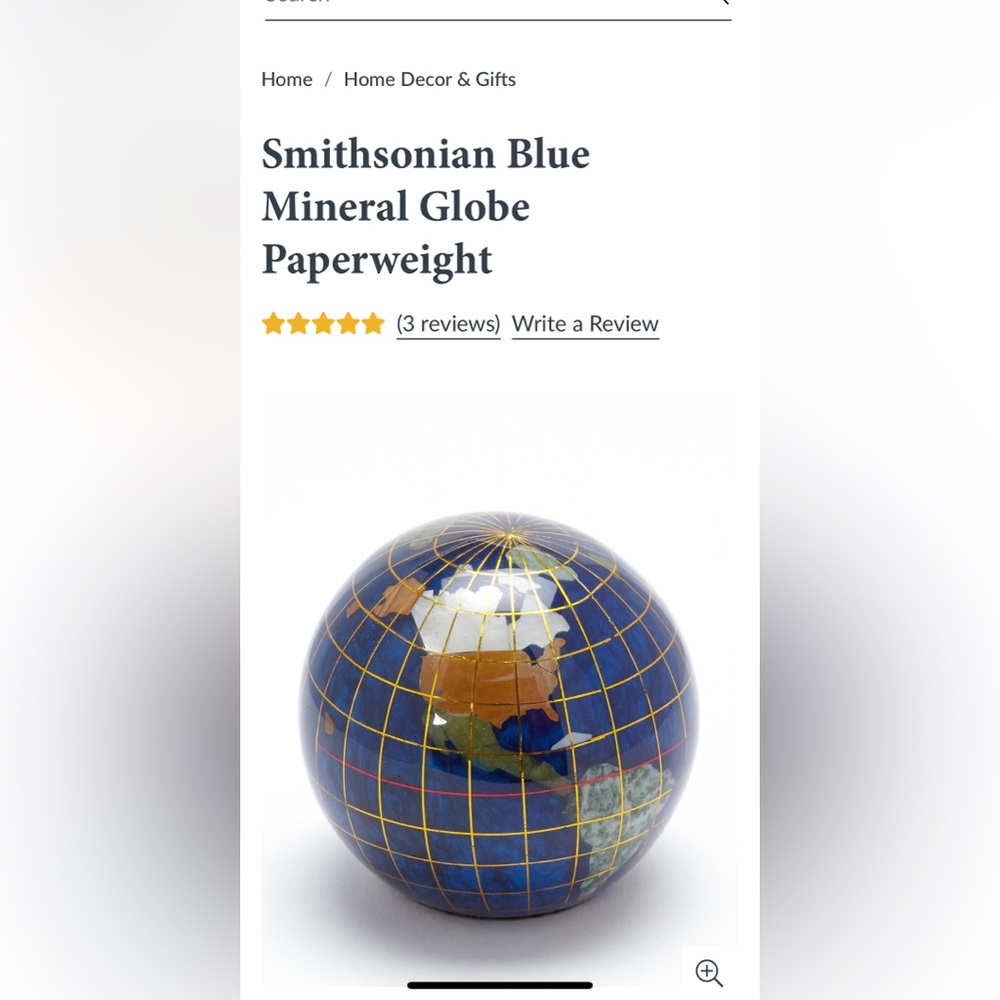 Smithsonian Blue Mineral Globe Paperweight - Picture 2 of 4